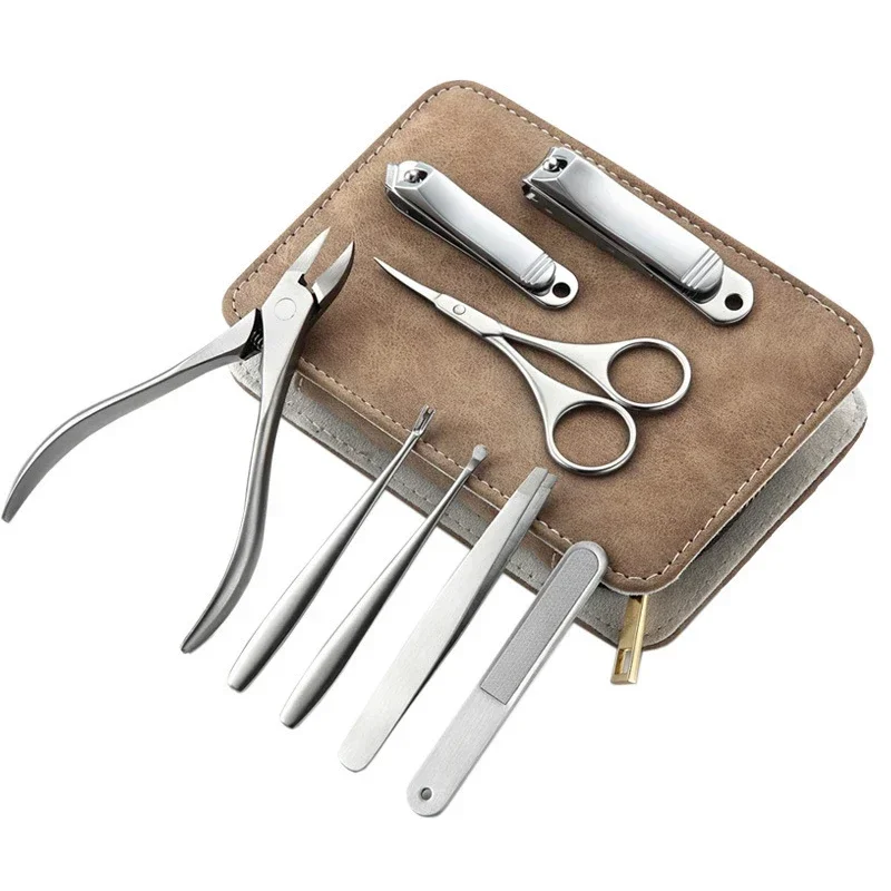 Mens Grooming Box - 8/12 قطعة مجموعة مانيكير المهنية الفولاذ