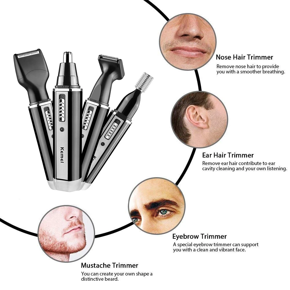 Kemei ماكينة تشذيب الشعر الكهر - مراجعة Men'S Grooming Facial وسعره